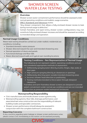 CIVIC SHOWER SCREEN WATER LEAK TESTING