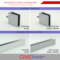 S3 Core Shower Screen 6mm Hardware -Knobs