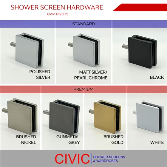 S3 Sleek Shower Screen 6mm Hardware