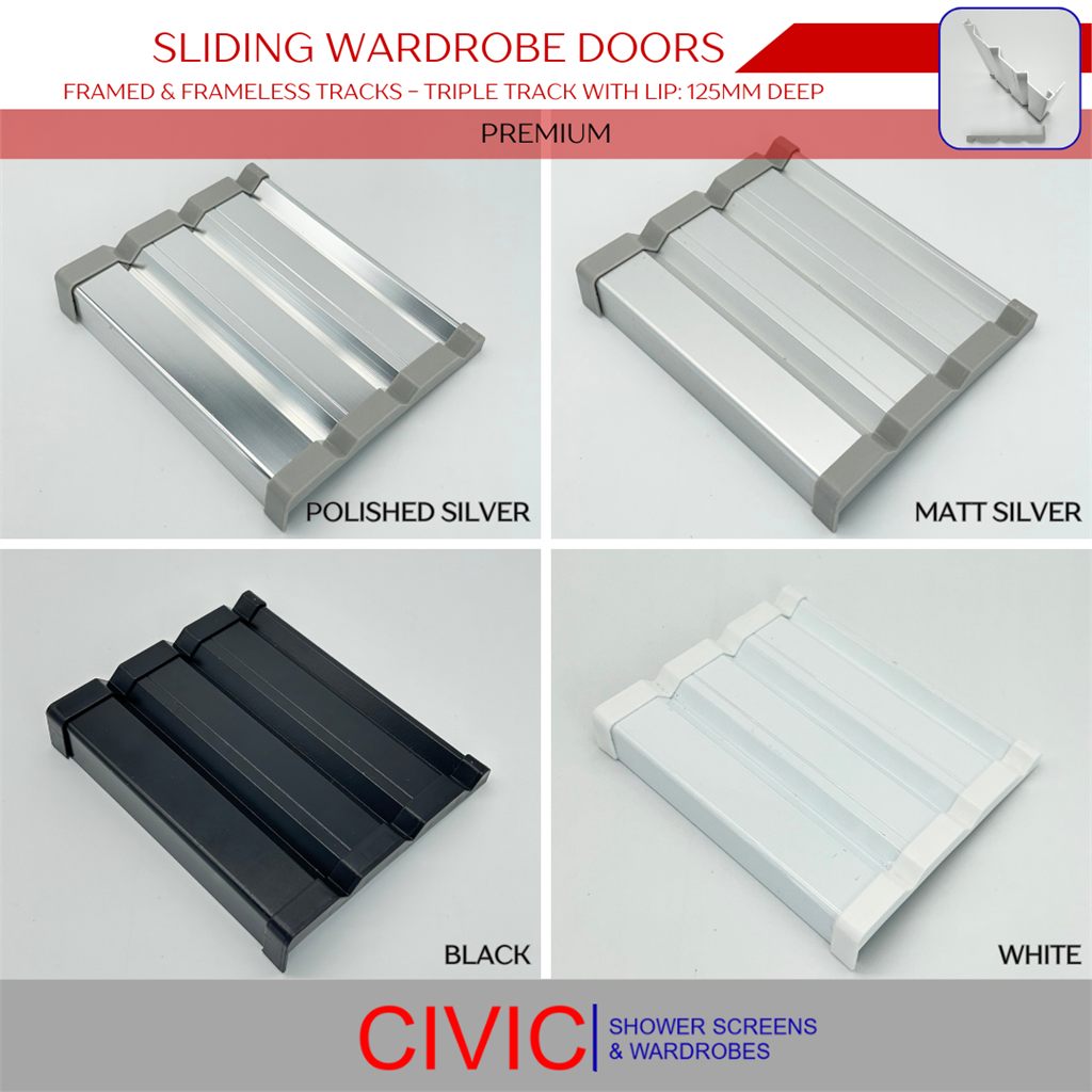 Wardrobe Doors-Framed And Frameless Tracks-Triple With Lip