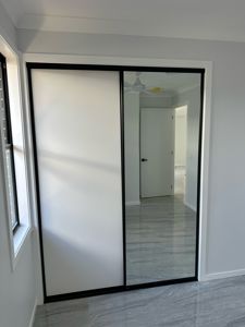 WardrobeDoorsMirrorGlacierGyprockLaminateBlackFrame