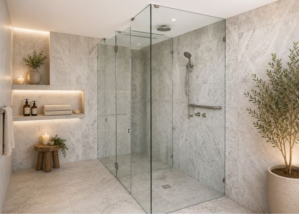 Frameless Hinged Shower Screens