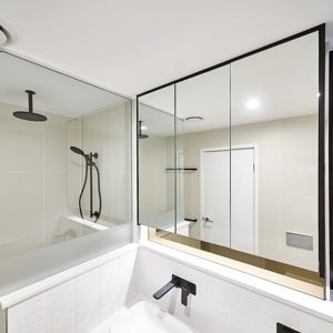 ShowerScreens_10mm_Hinged_DecorativeStrip_ShavingCabinets_Coloured