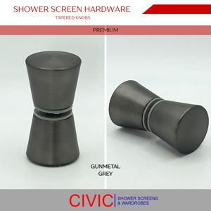 ShowerScreenHardware-TaperedKnobs_Gunmetal_Grey