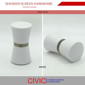 ShowerScreenHardware-TaperedKnobs_White