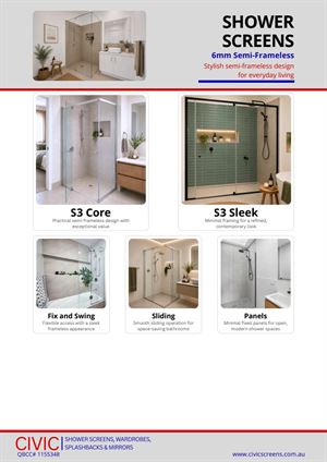 Styles and Colour Range: Shower Screens 6mm
